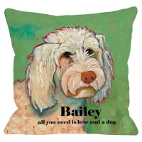 Monogrammed Personalized Love and A Poodle Throw Pillow MONO1049
